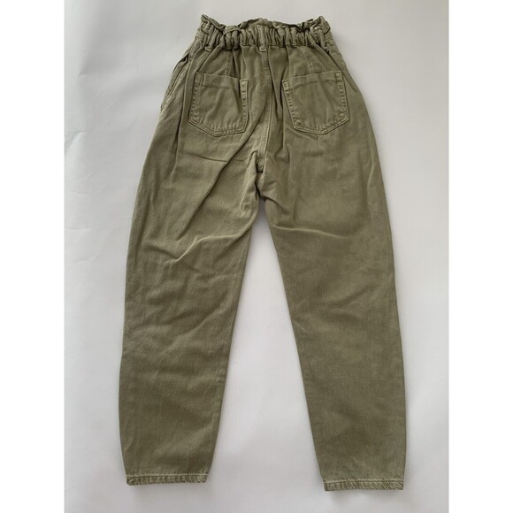 Zara Paperbag Denim Jeans Sz 2 Brown High Rise Taper Pant Preppy Boho Grunge - Picture 2 of 12